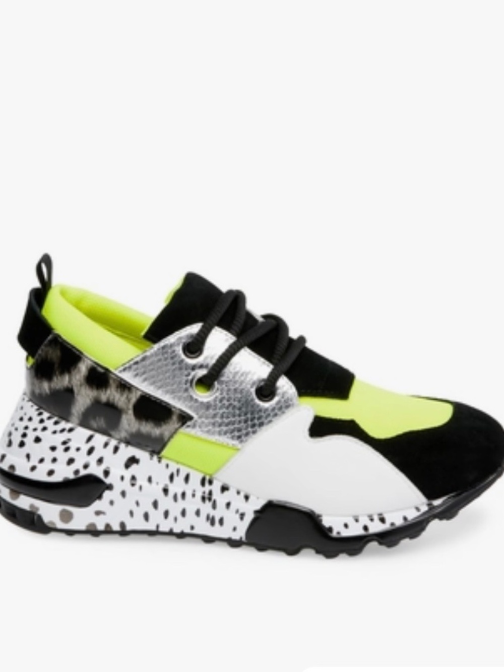 Steve Madden Cliff black and neon lace up sneakers.
